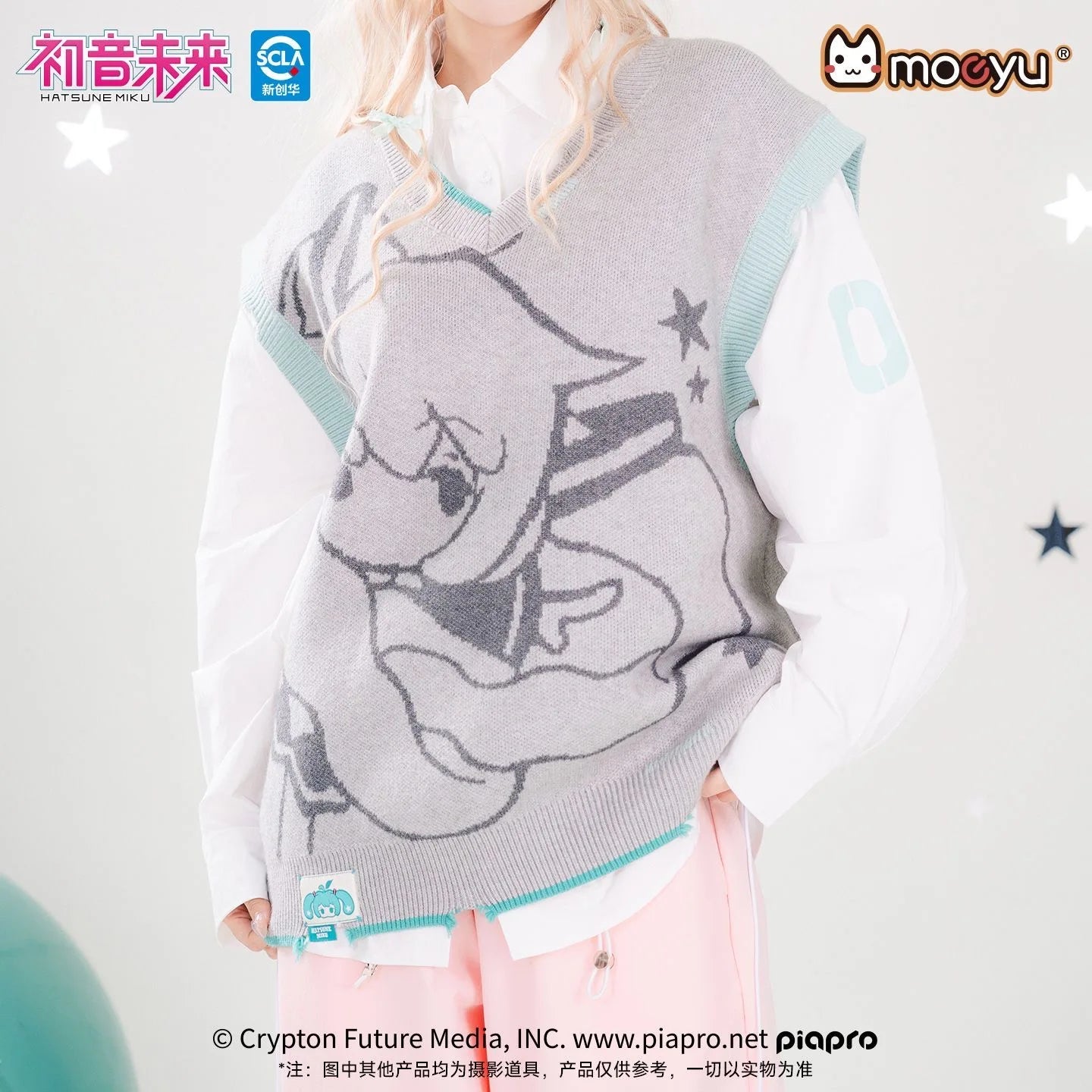 Moeyu Hatsune Miku Women Sweater Vest Sleeveless Vests Men Harajuku Winter Autumn Woman Clothing Top Knitwear Vest for JK Shirt