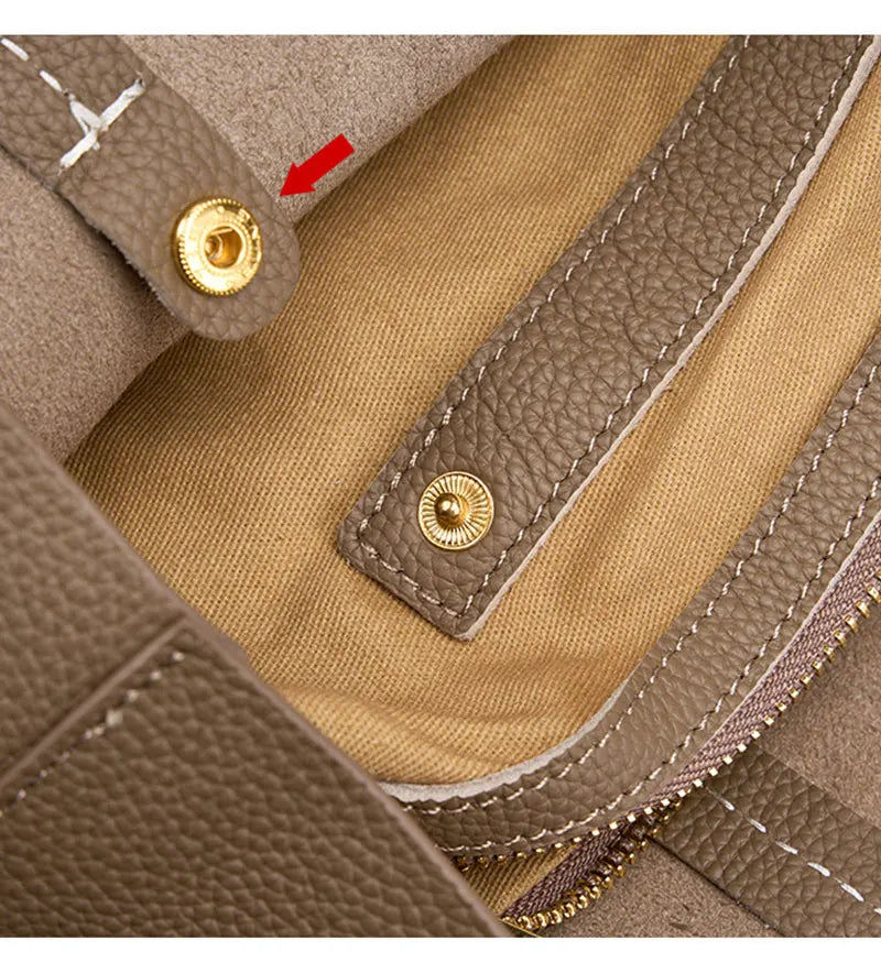 100% Genuine Leather Women's Tote Bags Luxury Designer Large Capacity Women Shoulder Bag Soft Cowhide Female Handbags 2378