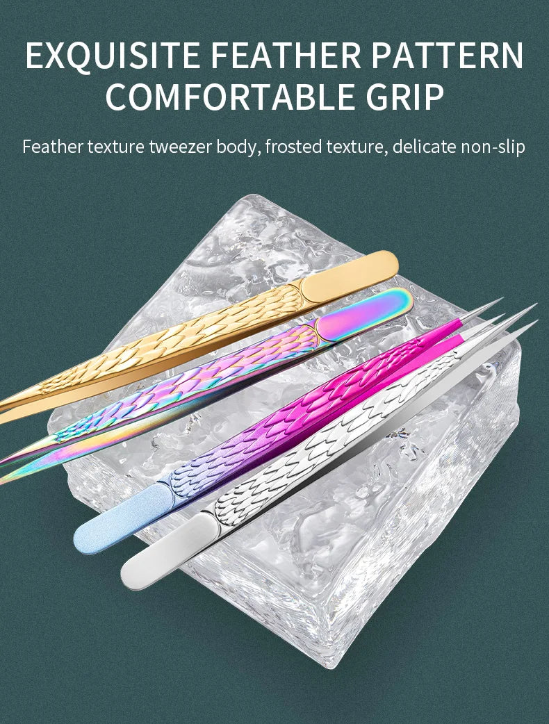 Straight False Eyelash Tweezers Stainless Steel High Precision Anti-static Eyelash Extension Tweezer Makeup Tool