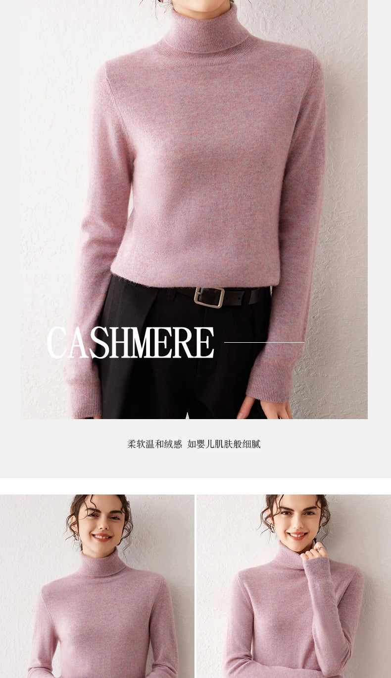 Ladies Sweater Cashmere Sweater Women Wool Turtleneck Knitwears 100% Cashmere Tops Long Sleeve Pullovers Jumpers Female Clothing