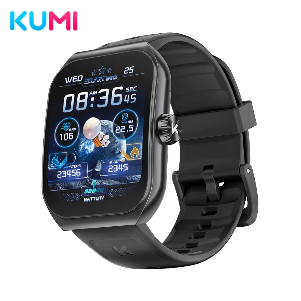 KUMI KU7 Smart watch 1.96" Amoled screen NFC IP68 Waterproof 100+Sport Modes  Bluetooth Call Health Sleep Monitoring