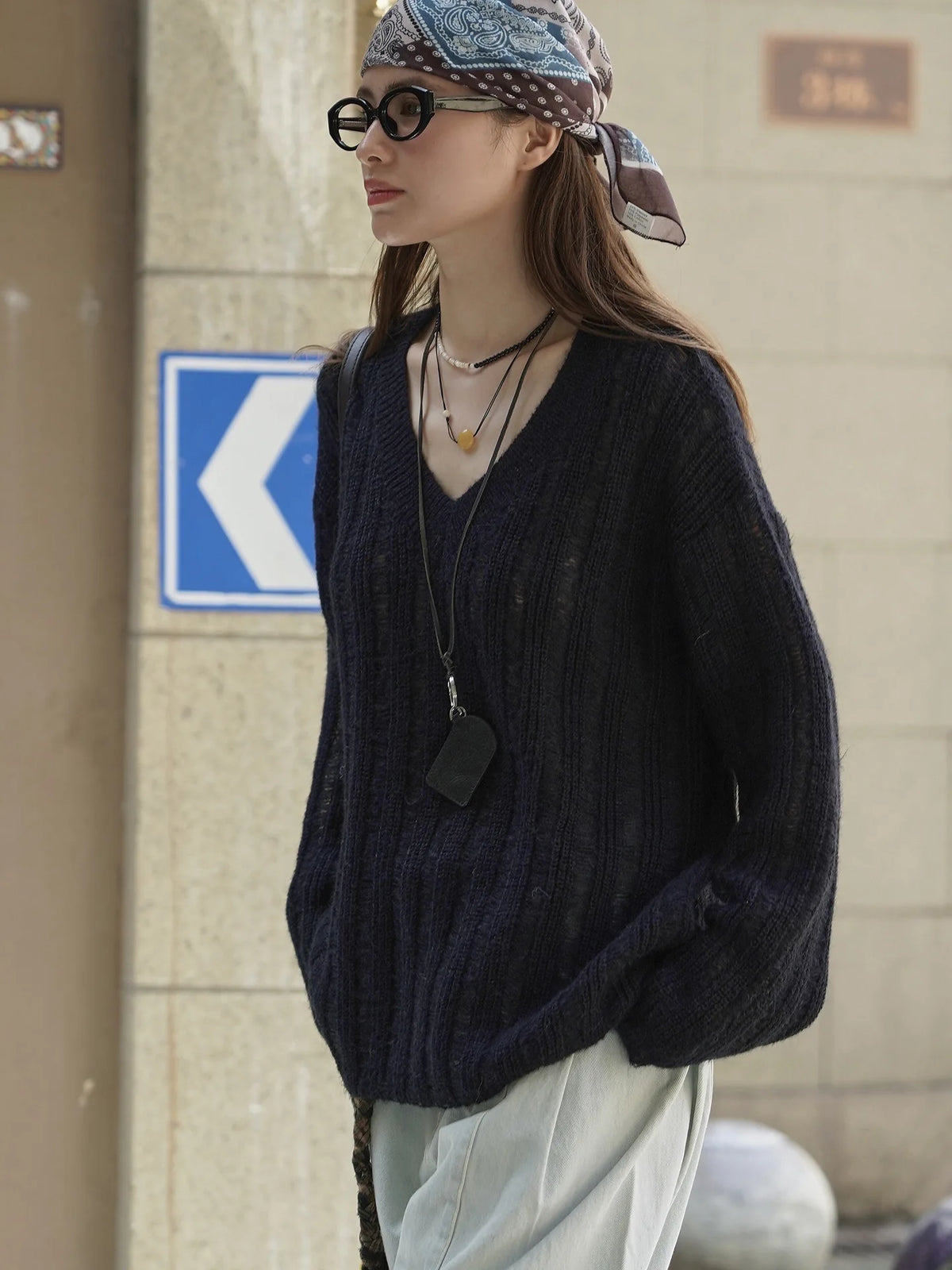 2026 New Women Soft Material Pullovers V-Neck Autumn Women Sweater Clothes Knitted Pullovers Long Sleeve Sweater Pull Femme