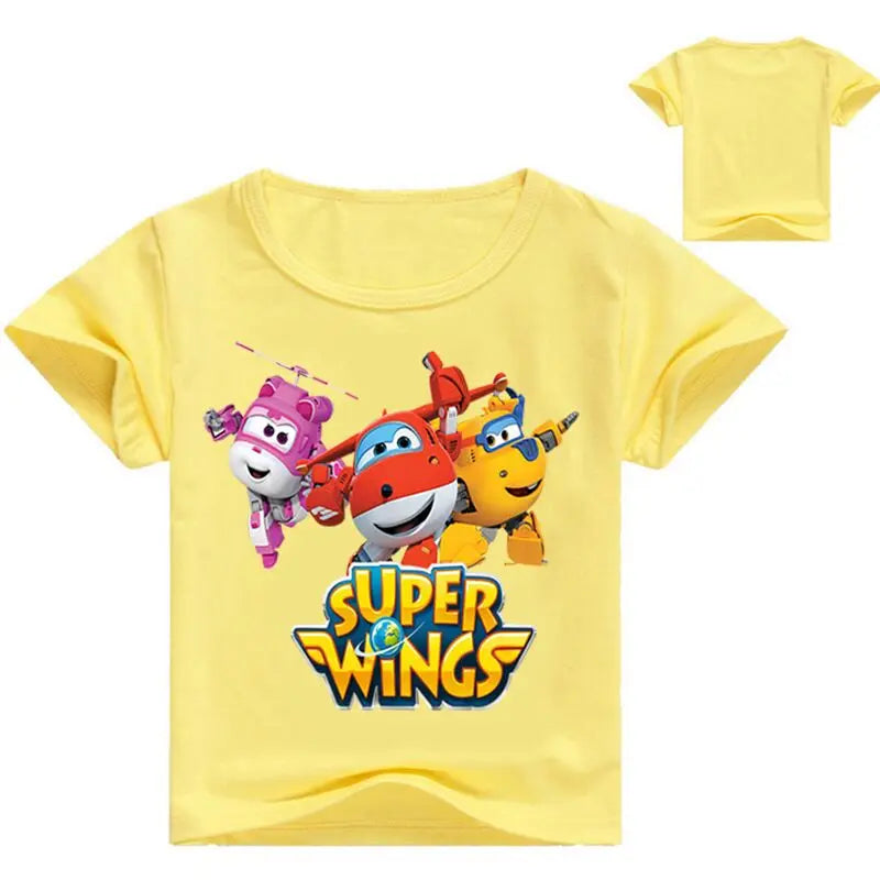 Super Wings Children Cotton Boys Summer Casual Tops Girls Short-sleeved T-shirt Graphic T Shirts Youth Clothing Toddlers Tops