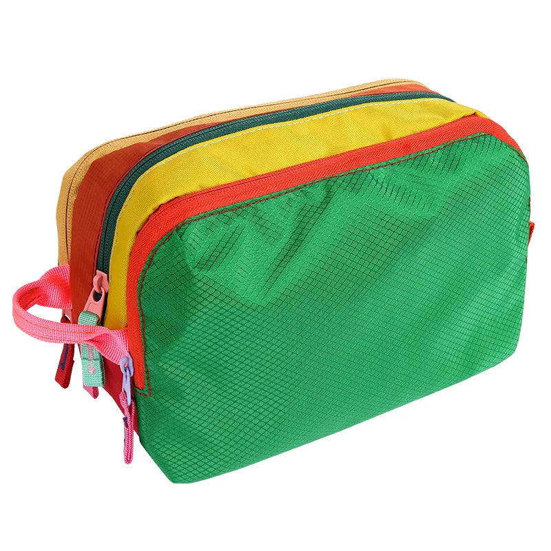 Multi-Compartment Toiletry Bag Suitable Dopamine Color Travel Organizer Layered Storage Compartments Makeup Brush Storage Bag
