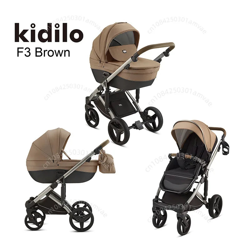 Deluxe Baby Stroller 2 in 1 High View Comfortable Baby Stroller Foldable Portable Travel Baby Carriage with Mother Bag