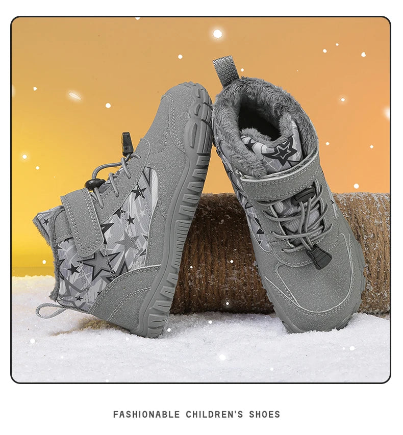 New Parent-child Winter Boots Men and Women Snow BareFoot Outdoor Non-slip Warm Fur Casual Boys/girls Sneakers Kid's Ankle Boots