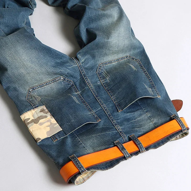Black Jeans Men Denim Blue Jean Distressed Boys Jogger Pants Hip Hop Harem Stretch Male Teenager Trousers Plus Size 42 44 46 48