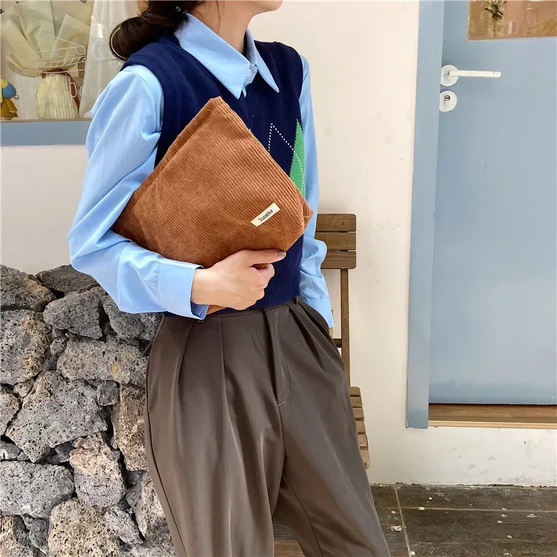 Soft Large Cosmetic Bags Women Neceser Makeup Toiletry Bag Fashion Travel Make Up Bag Corduroy Brush Pencil Organizer Case