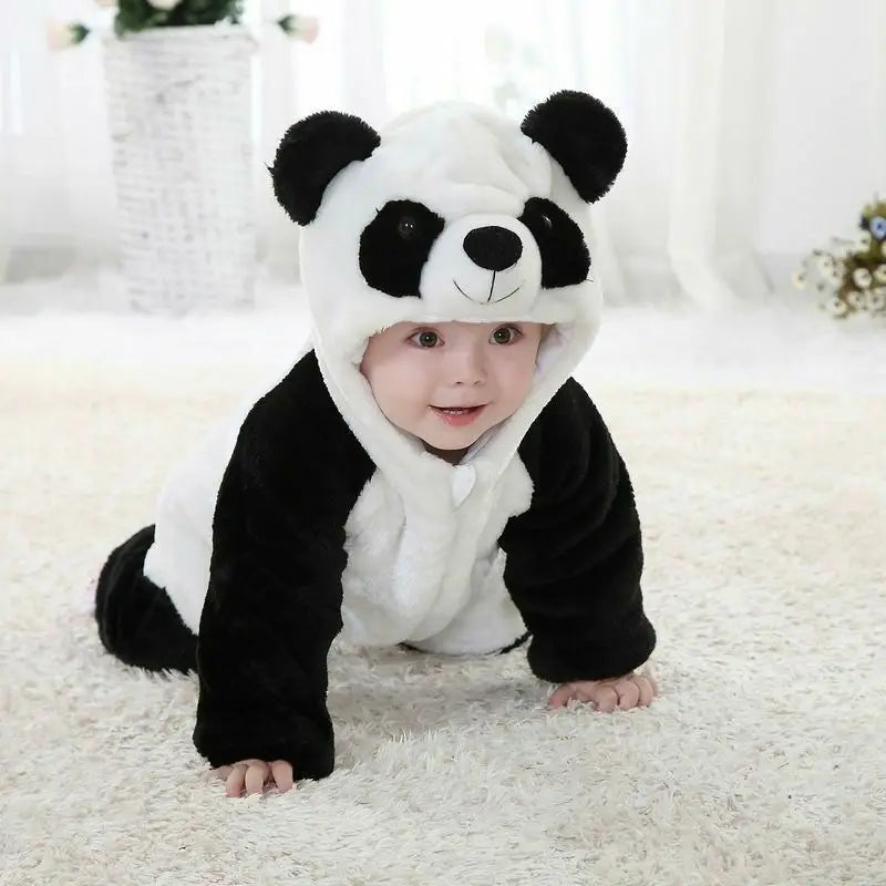 Baby Autumn Winter Clothes Climbing Romper Overalls Jumpsuit Baby Boy Girl Cute Panda Animal Costume Warm Clothes