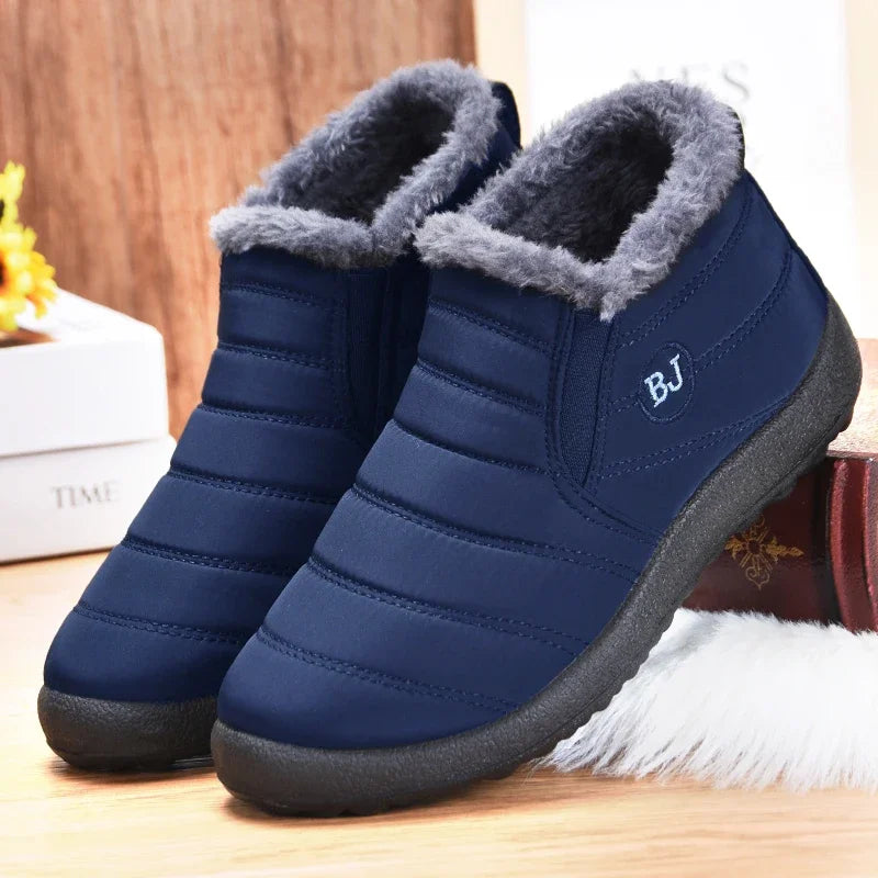 Fashion Winter Men Boots Non Slip Snow Boots with Fur Lightweight Keep Warm Mens Ankle Boots Flats Male Cotton Shoes Botas