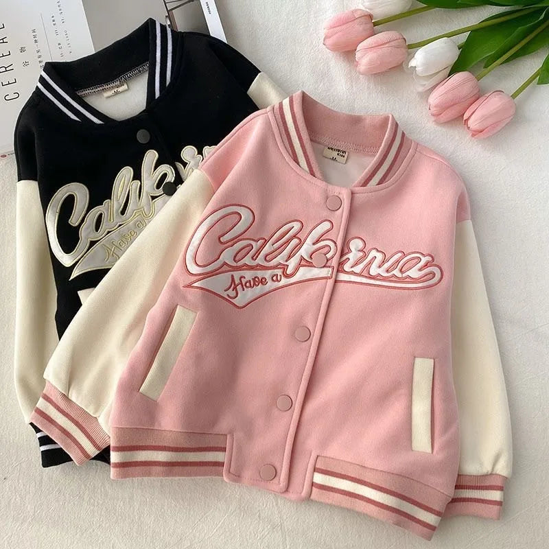 Fashion Baby Girl Cotton Jacket Infant Toddler Child Outwear Spring Autumn Baseball Uniform Casual Baby Clothes Coat 2-10Y