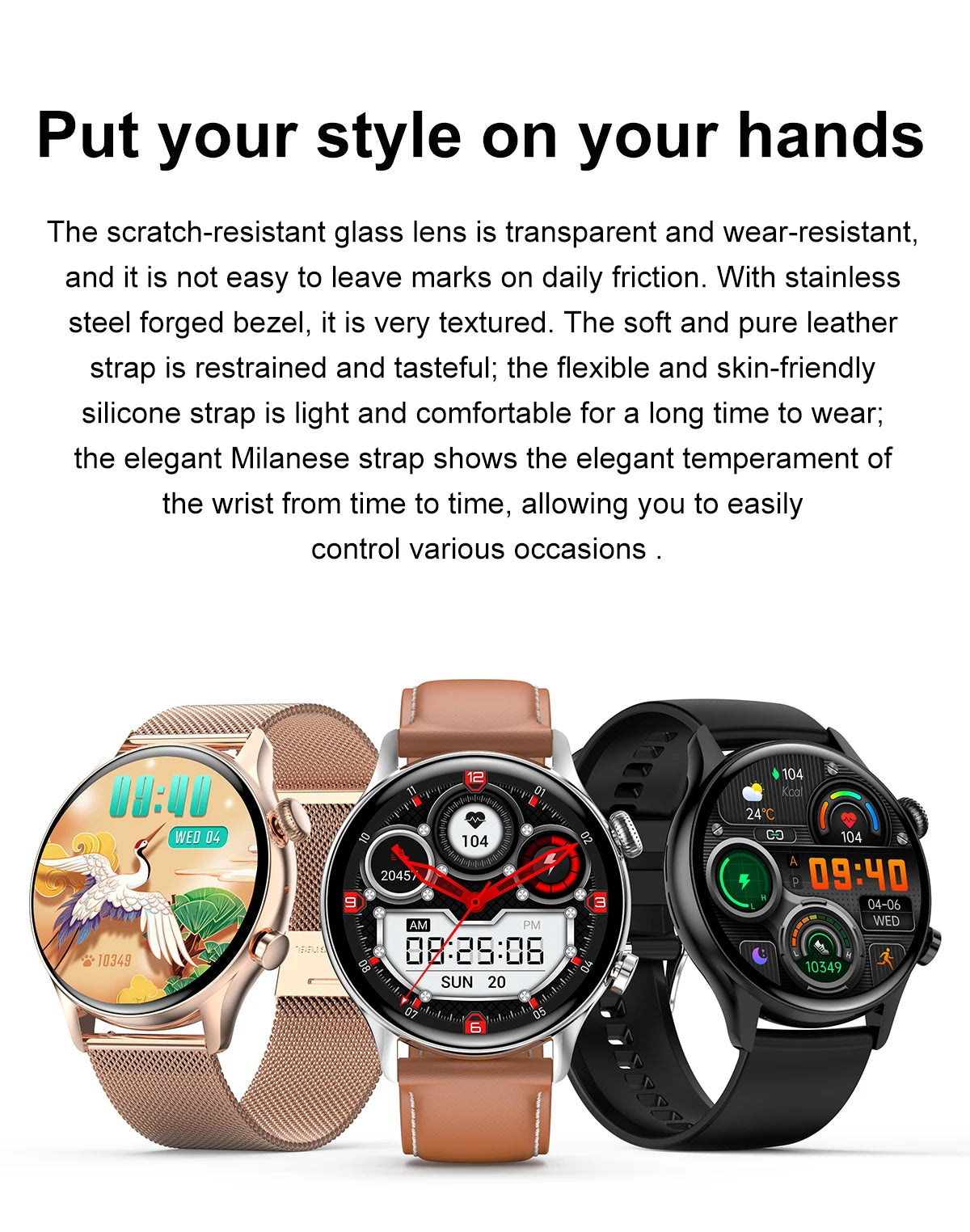 Smart Watch Women AMOLED HD Screen Always On Display Women Watches Bluetooth Call IP68 Waterproof Sport Fitness Men Smartwatch