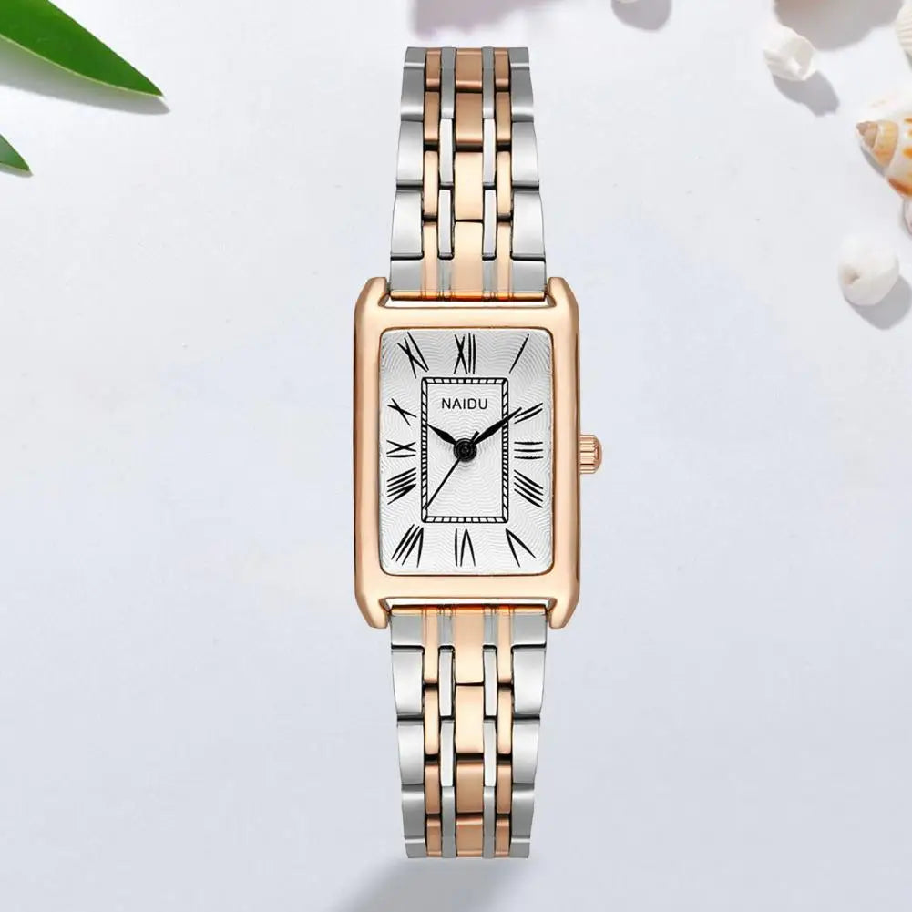 Women Watches Fashion Square Ladies Quartz Watch Bracelet Set Green Dial Simple Rose Gold Mesh Luxury Women Watches