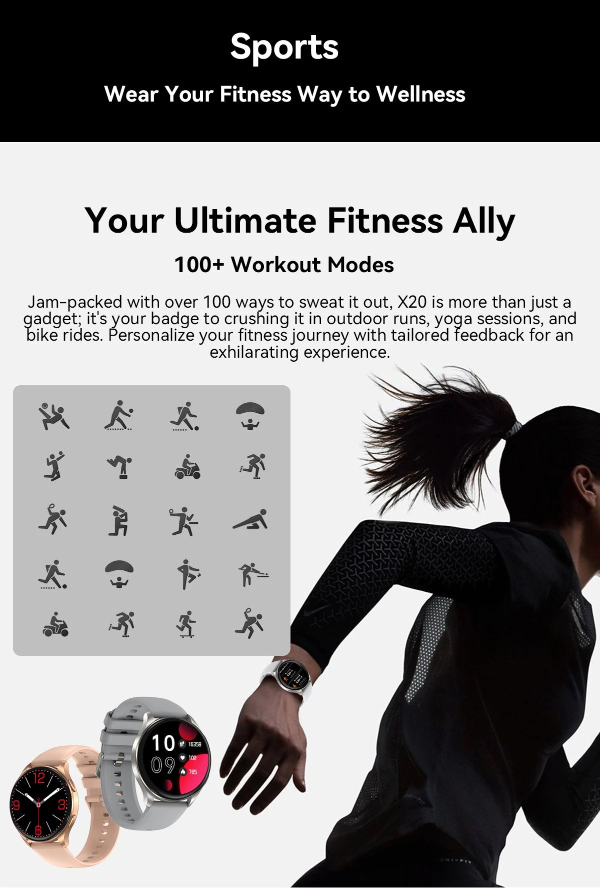 Blackview 2024 New Smartwatch X20 Watch AMOLED Display Hi-Fi Bluetooth Phone Calls Health and Fitness Tracking