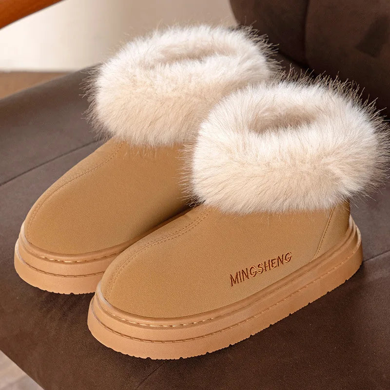 Winter Warm Shoes For Women Men Indoor Street Warm Snow Boots Soft Faux Fur Slip-on Style Girls Boys Short Boot Leisure Botas