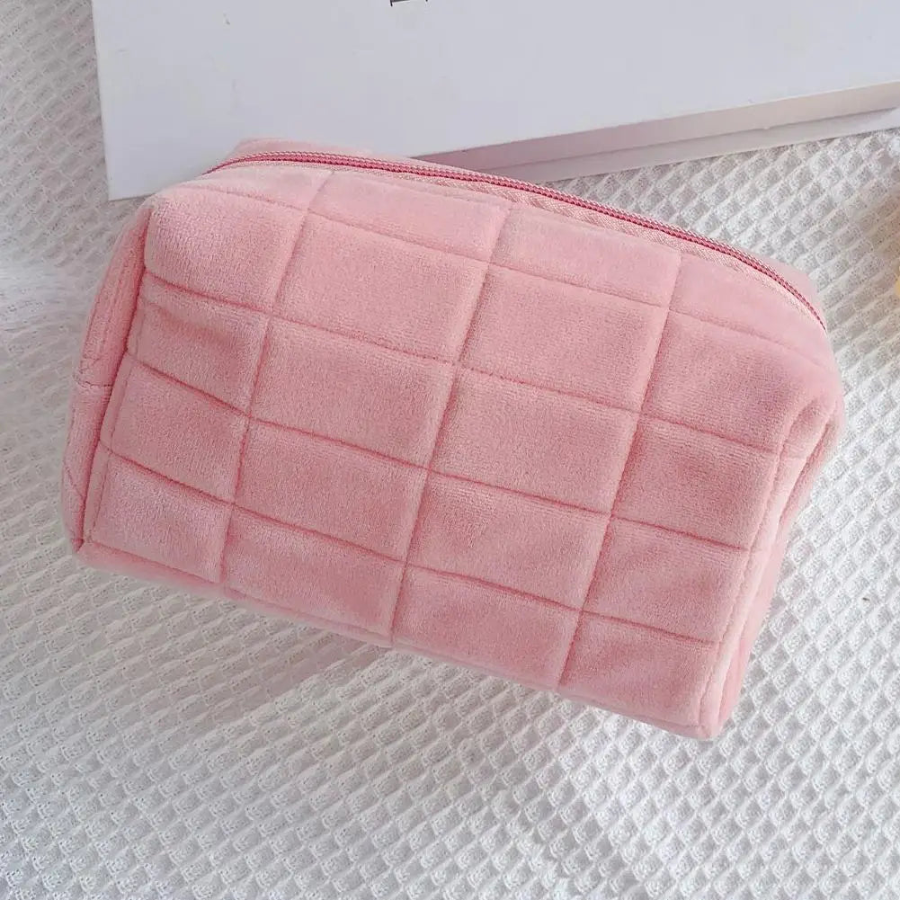 Makeup Bag Pillow Storage High-End Sense Portable Travel Cosmetic Bags Solid Color Zipper Toiletry Bag Washing Pouch Storage Bag