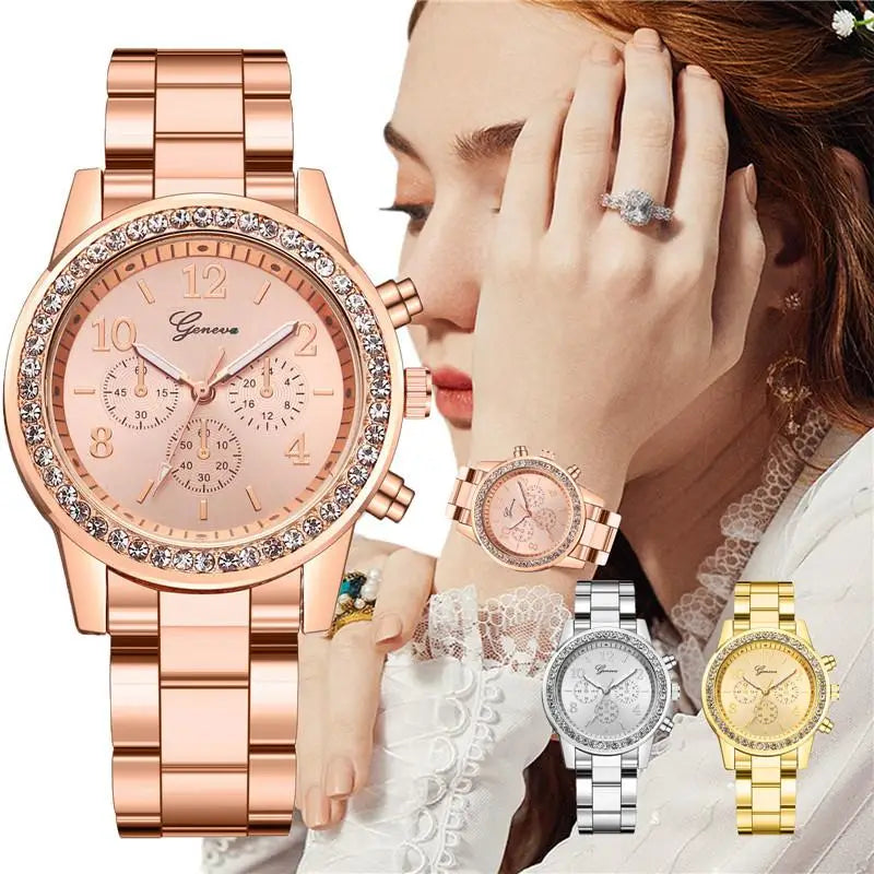 Women Gift Set, Luxury Commerce Steel Strap, Fashion Hundred Quartz Watch, Bracelet, Two Pieces, Suitable as Gift 2