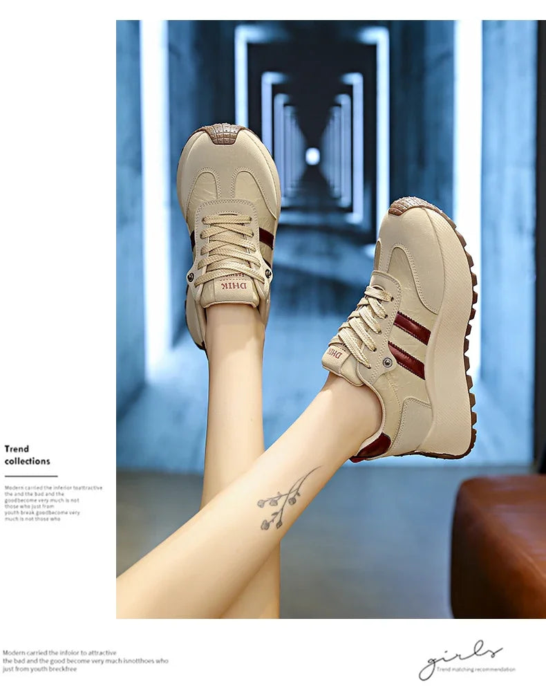 Moipheng Women Shoes Breathable Lace Up Platform Sneakers Lightweight Outdoor Training Sport Shoes Casual Running Sneaker Tenis
