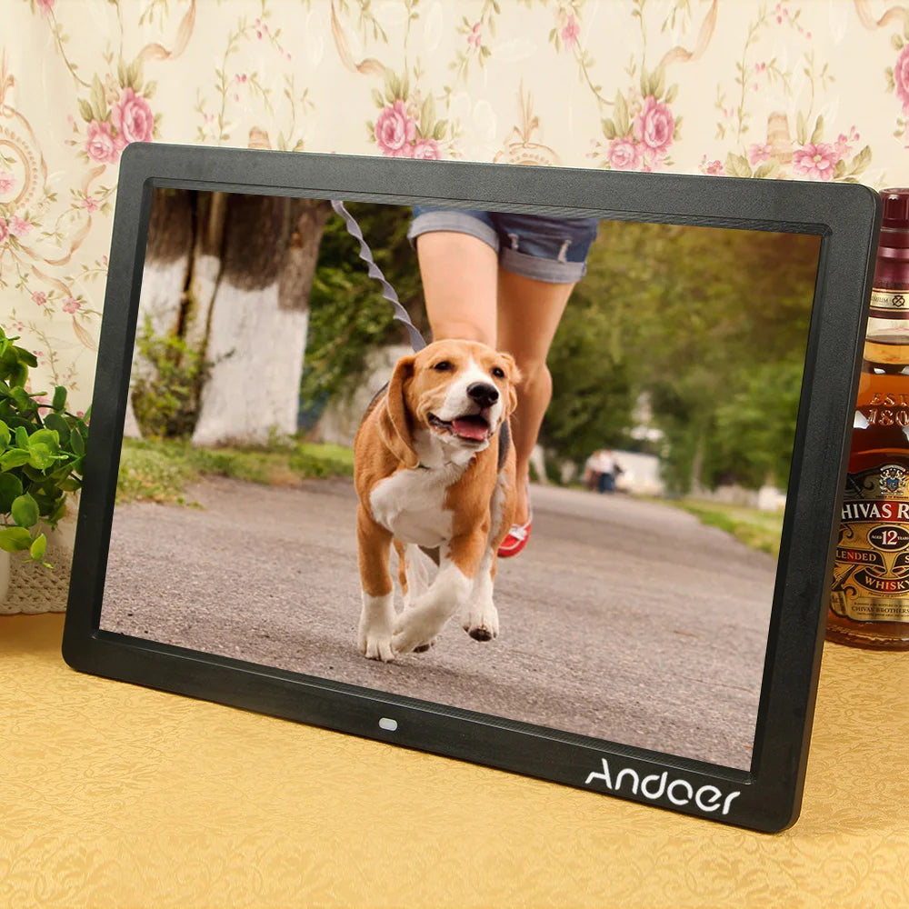 Andoer 17inch LED Digital Photo Frame 1080P Electronic Picture Frame MP3 MP4 Video Player Clock Calendar with Remote Control