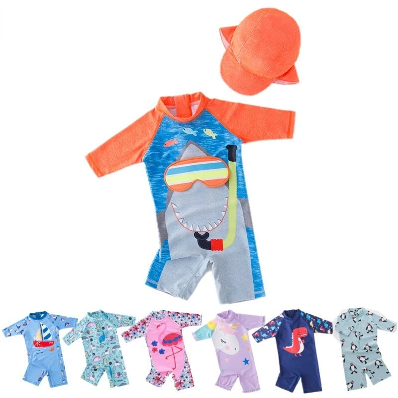 Children's One Piece Swimsuit Sunscreen Quick-Dry Baby Surfing Suit for Boys Girls Swimwear Toddler Bathing Suit Swimsuit