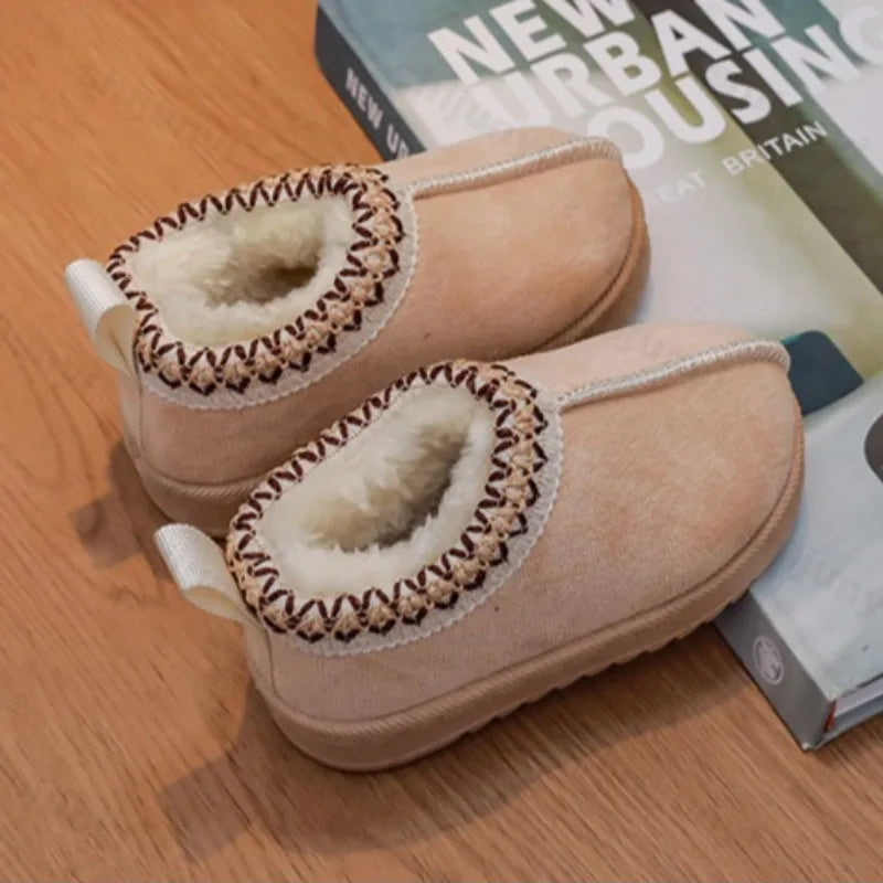 Baby Warm Snow Boots Winter 2026 New Fashion Children's Ankle Boots Girls Low-top Cotton Shoes Boys Plush Suede Short Boots