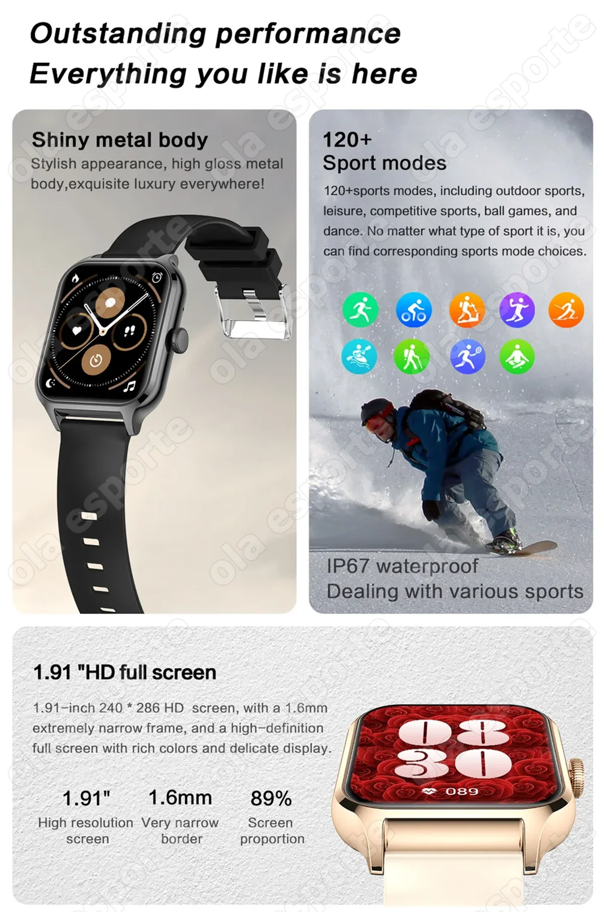2026 Smart Watch For Android IOS Watches 2.01inch HD Display Bluetooth Call Message Alert Music Sports Smartwatch Men Women Gift
