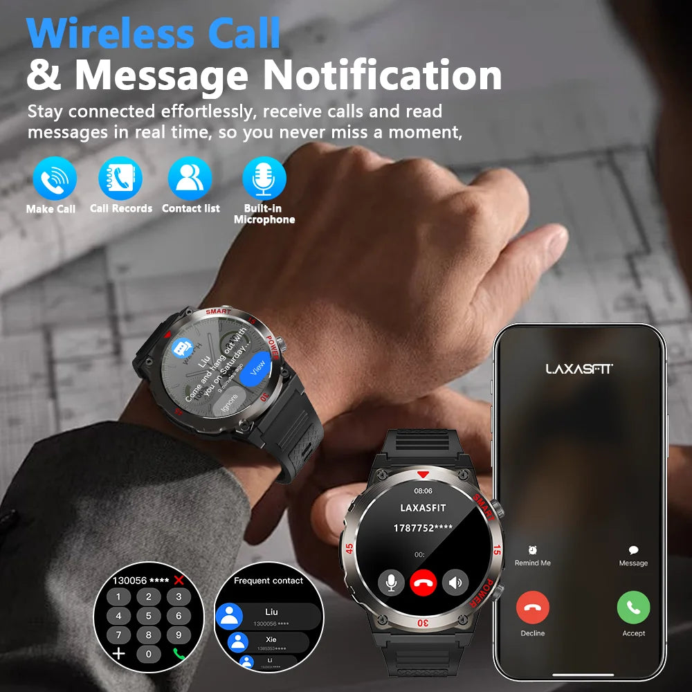 Smart Watch Men Women 1.52" Always-On Display Step Counter Magnetic Charging Bluetooth Call Fitness Tracker Multisport Modes
