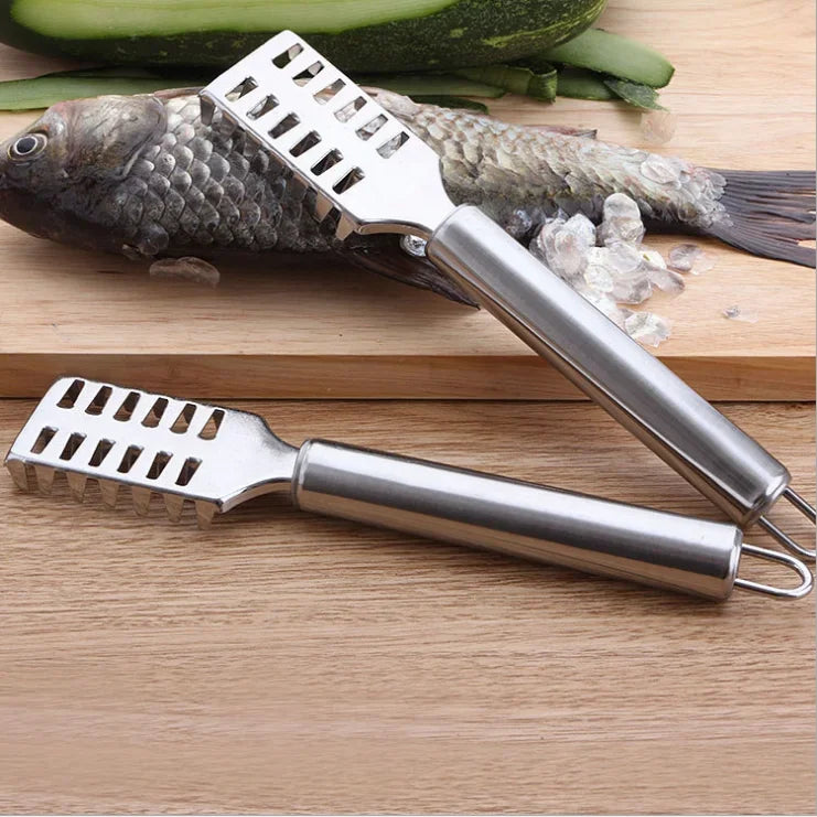 Stainless Steel Fish Scaler Remover Tool, Anti Splash Fish Scale Scraper with Non Slip Handle, Easy Cleaning Kitchen Gadget.