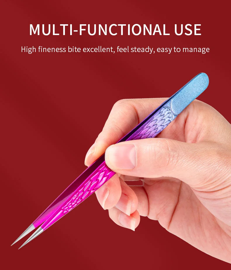 Straight False Eyelash Tweezers Stainless Steel High Precision Anti-static Eyelash Extension Tweezer Makeup Tool