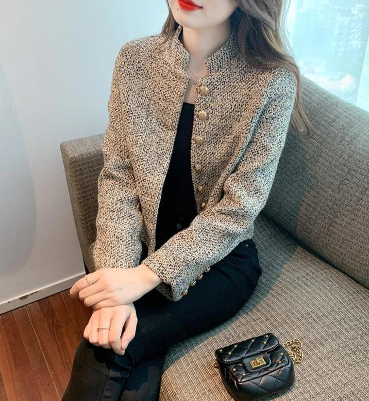 Ladies Jackets Plain Short Women's Tweed Wool & Blends Coat Half Novelty Medium New In High Quality Single Fashion 2025 Hot