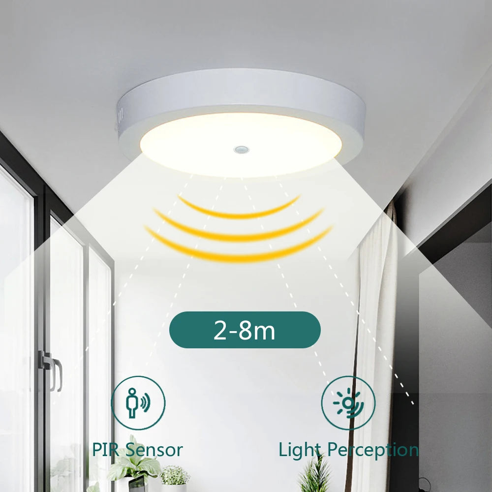SANDIY Ceiling Lights Motion Sensor LED Panel Lights Smart Ceiling Lamp 6W 12W 24W for Foyer Kitchen Hallway Luminarie AC85-265V