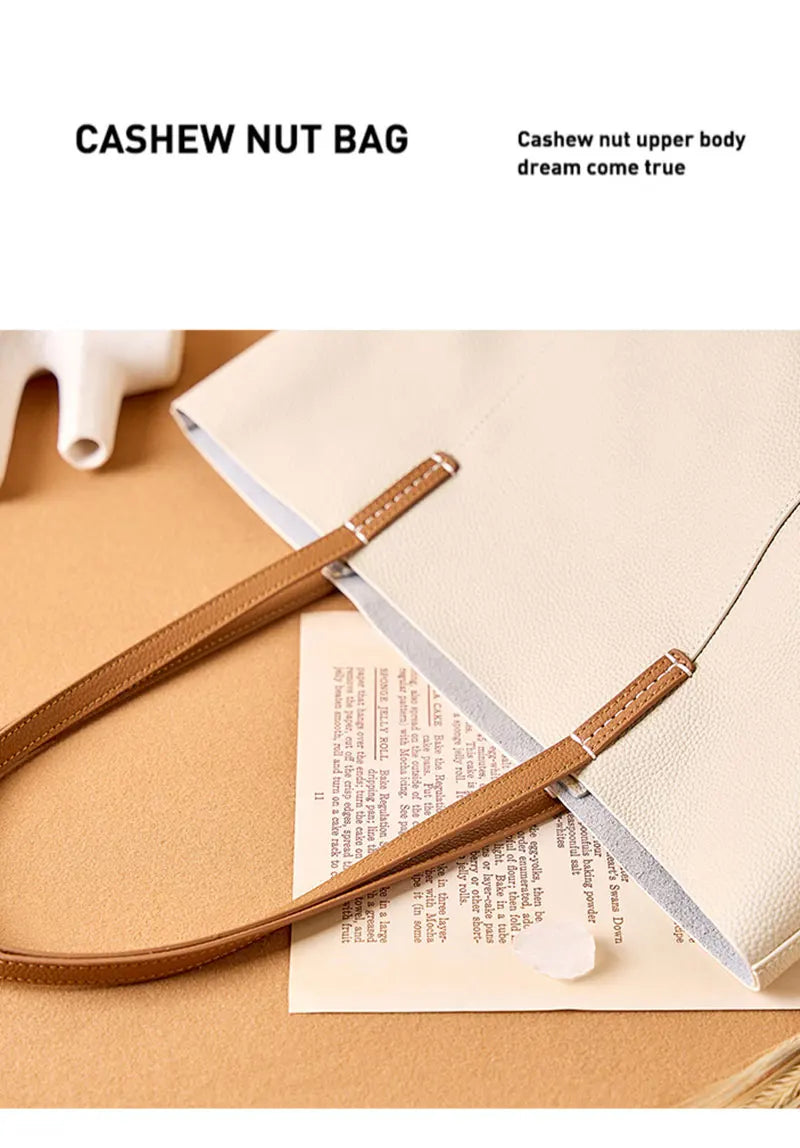 100% Genuine Leather Women's Tote Bags Luxury Designer Large Capacity Women Shoulder Bag Soft Cowhide Female Handbags 2378