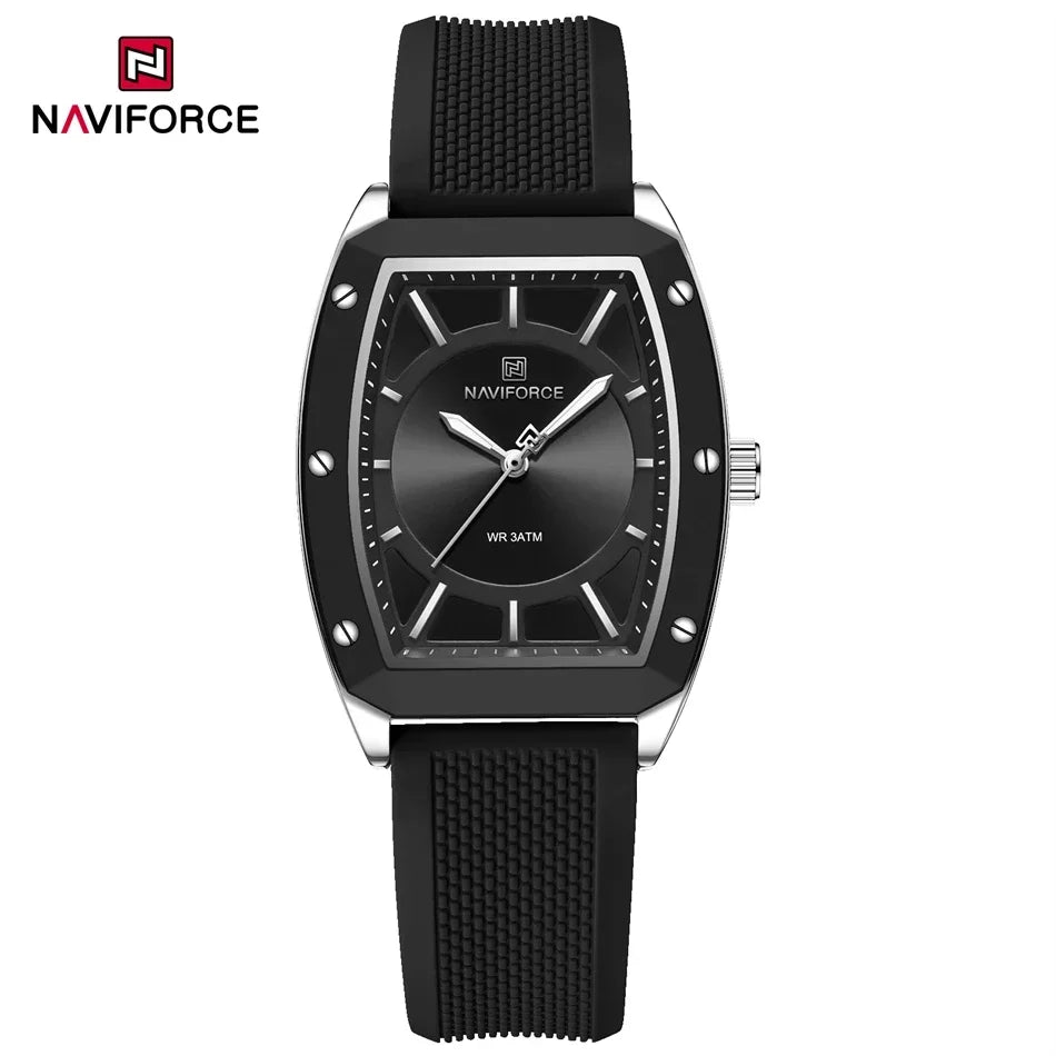 NAVIFORCE NF5049 Women Quartz Watches Silicone Strap Student Sports Watch Big Dial Simple Tonneau Waterproof Wristwatches