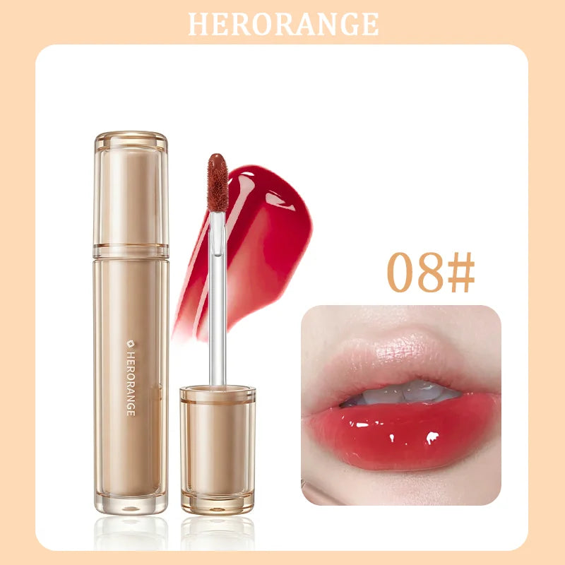 Herorange Iced Tea Gloss Lip Gloss Moisturizing Non-Drying Plump Lips Korean Style for Daily Bare Makeup