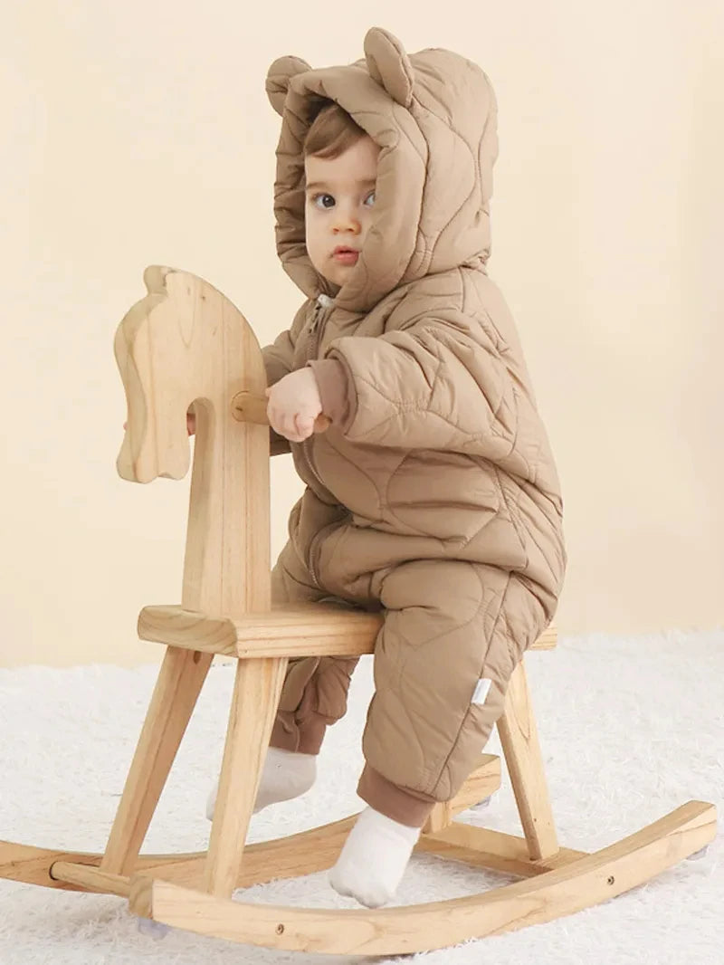 Newborn Baby Romper Winter Thicken Cotton Jumpsuit Infant Onesie Fleece Lining Hooded Rompers for Boy Girl Clothes Kids Outfit