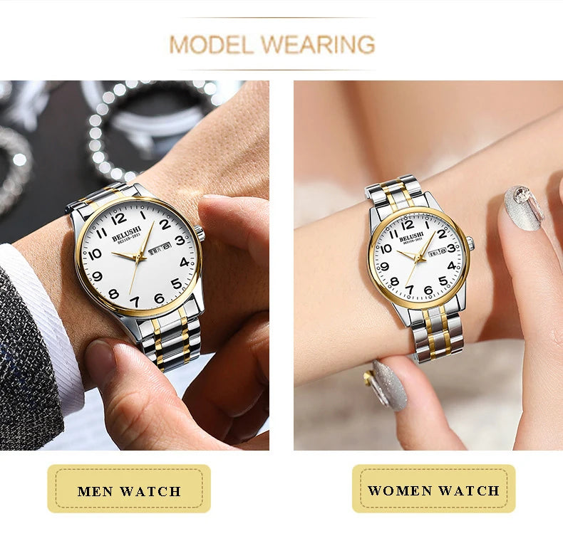 Men Quartz Watches for Middle-aged Elderly High Quality Luminous Male Clock Date Week Display Big Dial Waterproof Men Wristwatch