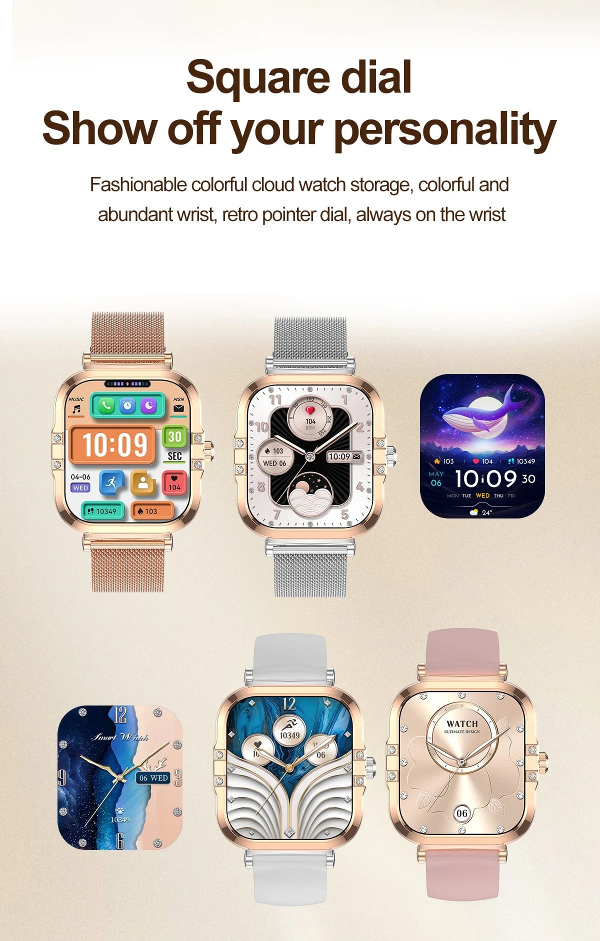 2026 best-selling women's smart watch, 1.75in, AMOLED HD screen, voice control, NFC, breathing exercises, women's health, SOS