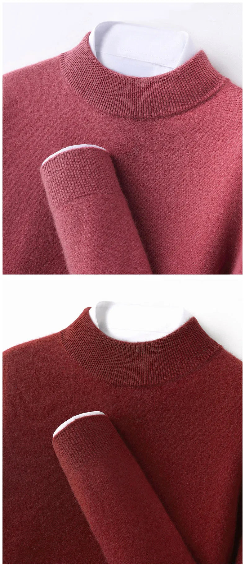 100% Pure Cashmere Men's Sweater Half High Neck Pullover Youth Business Casual Long Sleeve Jumper Spring/Autumn High-End Jacket