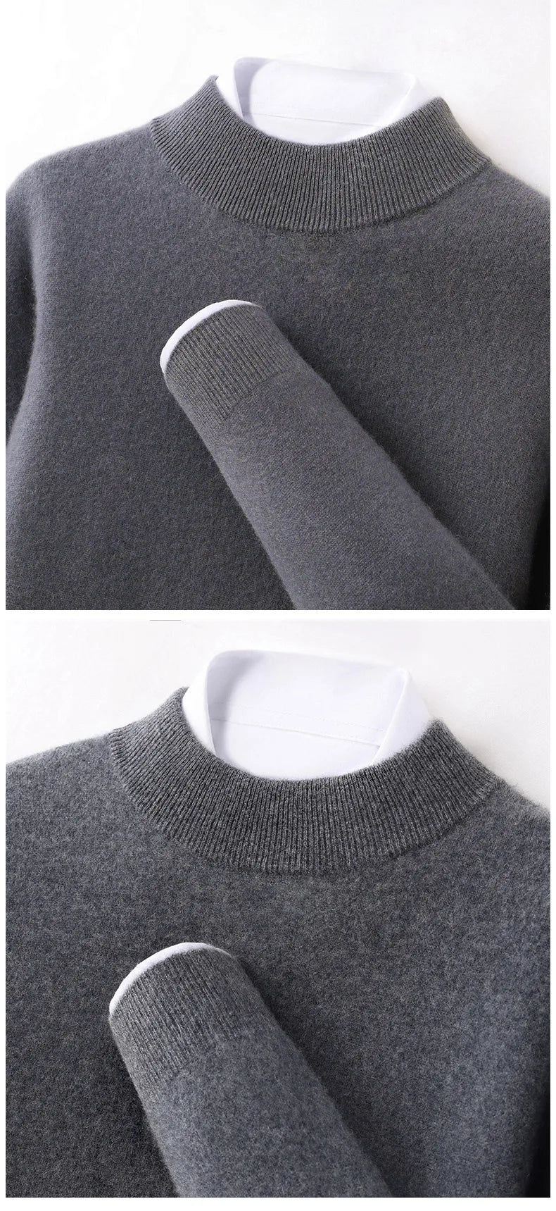 100% Pure Cashmere Men's Sweater Half High Neck Pullover Youth Business Casual Long Sleeve Jumper Spring/Autumn High-End Jacket