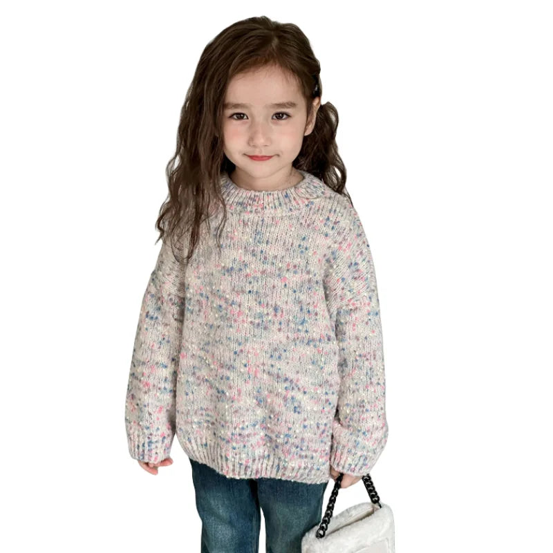 Suéter para niña, abrigo de lana, Tops para niño, tejido fresco, grueso, cálido, invierno, otoño, jersey de algodón para niño, ropa para niño