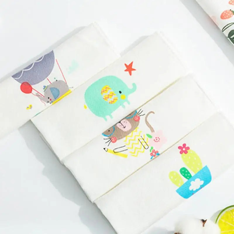 5Pcs/Lot Cartoon Print Saliva Towel Cotton Baby Bibs For Boys Girls Bibs Newborn Feeding Accessories Unisex Cute Bandana Bibs