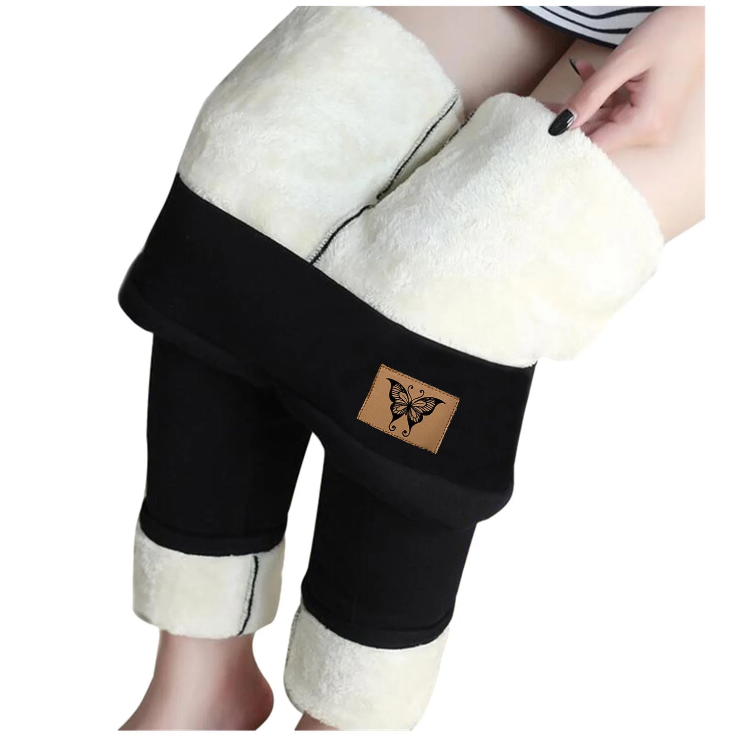 Winter Women Leggings Fleece Lined Velvet Keep Warm Pants High Waist Leggings Solid Color Comfortable Stretchy Thermal Trousers