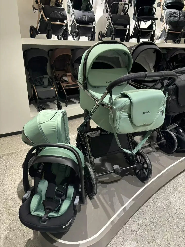 3IN1 High Landscape Baby Cart with Safety Seat, Bidirectional Baby Cart, One Button Folding, Comes with Mommy Bag