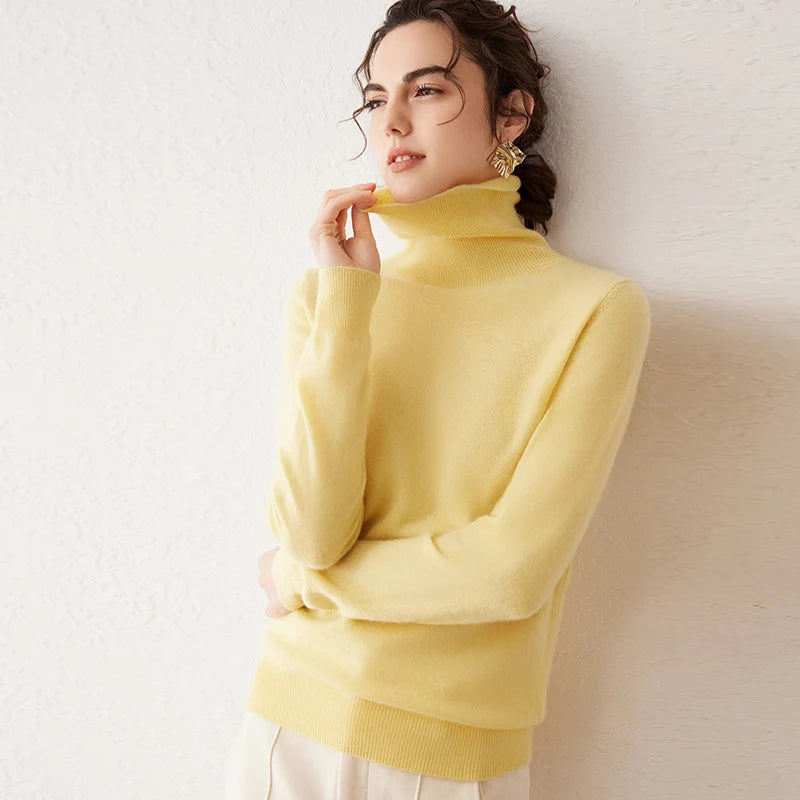Ladies Sweater Cashmere Sweater Women Wool Turtleneck Knitwears 100% Cashmere Tops Long Sleeve Pullovers Jumpers Female Clothing