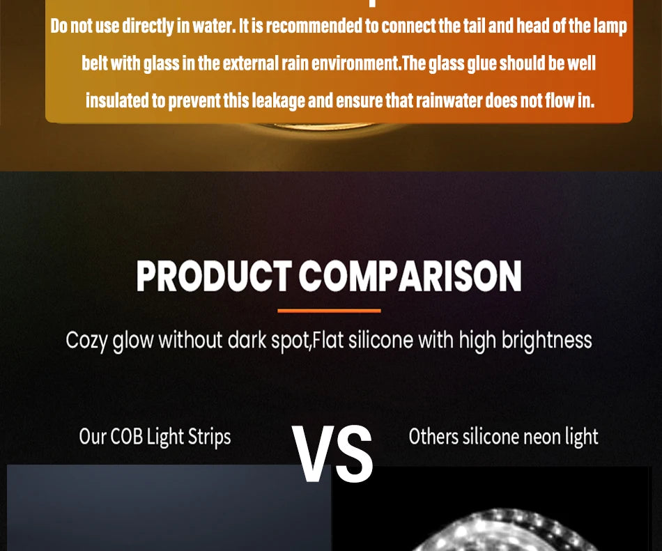 COB LED Strip 360leds/M High Bright EU Plug 220V CRI RA90 Waterproof Outdoor Garden FOB LED Tape For Bedroom Kitchen Lighting
