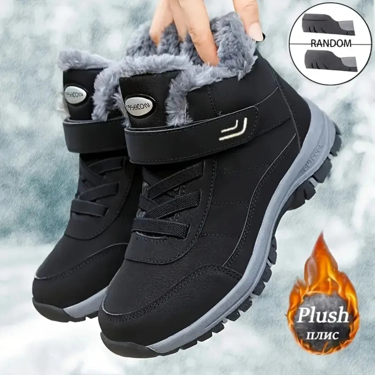 Fleece-Lined Warm Winter Snow Boots, Anti-Slip Shock-Absorbing, Stain-Resistant, Stylish Versatile Unisex Casual Shoes