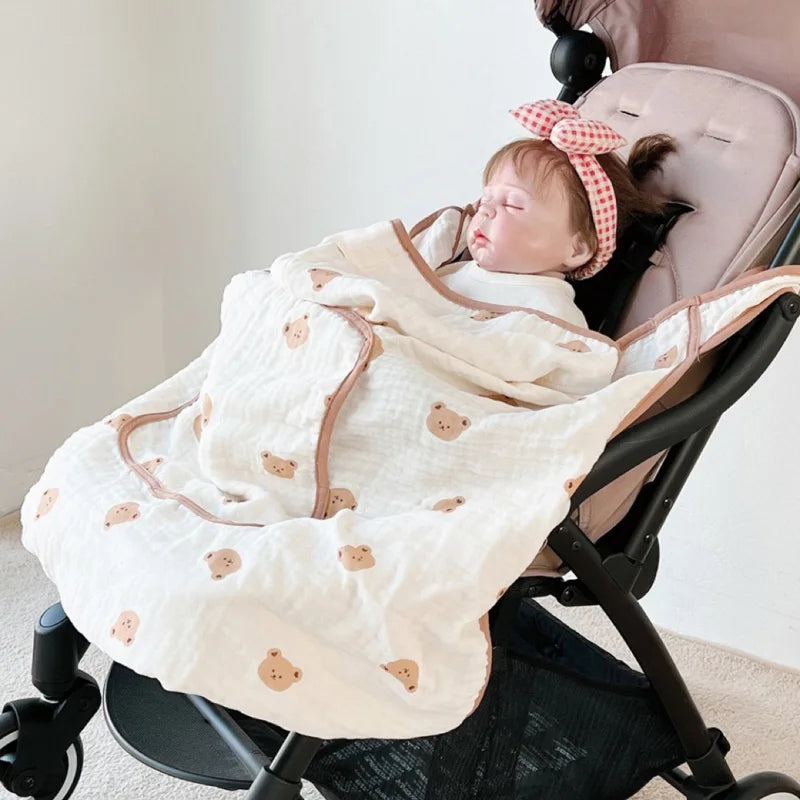 Baby Carrier Cover Muslin Hooded Mosquito Protection Blanket for Hip Seat Stroller Lightweight Breathable Infant Cape 80*100cm