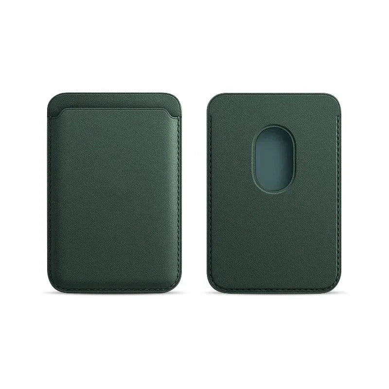 Magnetic Leather Card Sleeve Card holder for Phone 17 16 15 14 13 12, Men & Women Adhesive Back Case, Portable Card Pocket Cover