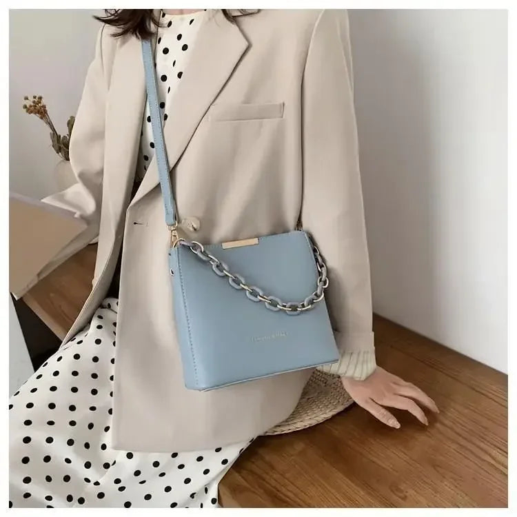 Women's Leather Fashion Senior Small Fresh Chain Bucket Bag Shoulder Crossbody Handbag Tote Bags for Women Bolsos Para Mujer