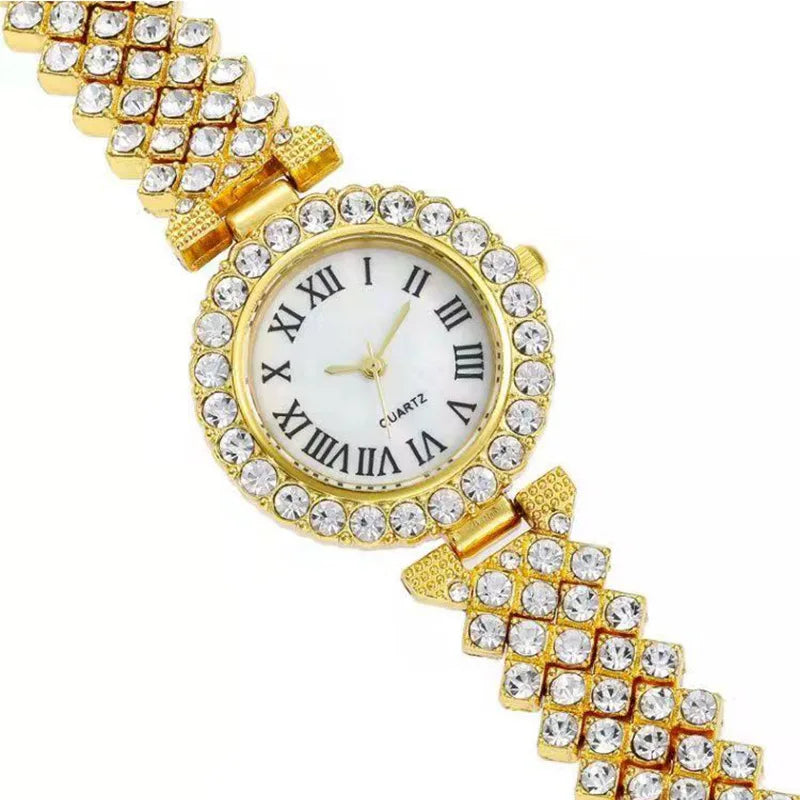 Diamond Women's Bracelet Watch Luxury Fashion Watch Bracelet Set Full Crystal 5Pcs Watches for Women Rhinestone Set Gifts Reloj